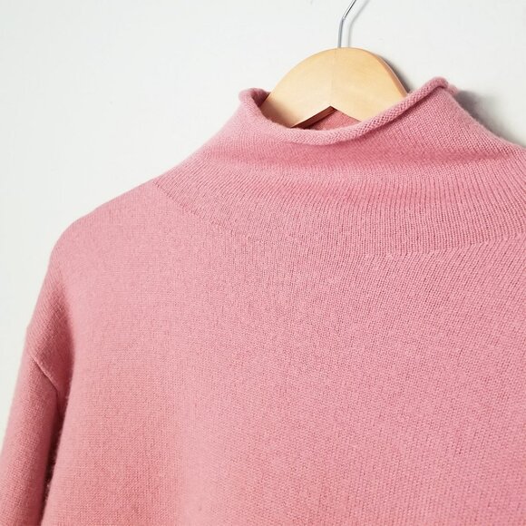Aritzia Wilfred Cyprie Sweater M 100% Merino Wool Mockneck Jumper Pink Cozy $138 - Picture 8 of 14
